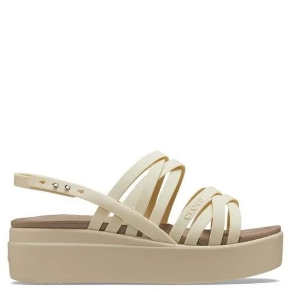 CROCS WOMEN'S BROOKLYN LOW STRAPPY WEDGES SANDAL, BONE, NUMERIC_9 - Picture 6 of 6